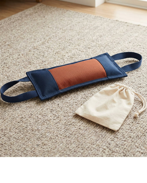 Ldivp Woven Two Handle Dog Tug Navy Rust 42 cm - Lifestyle view